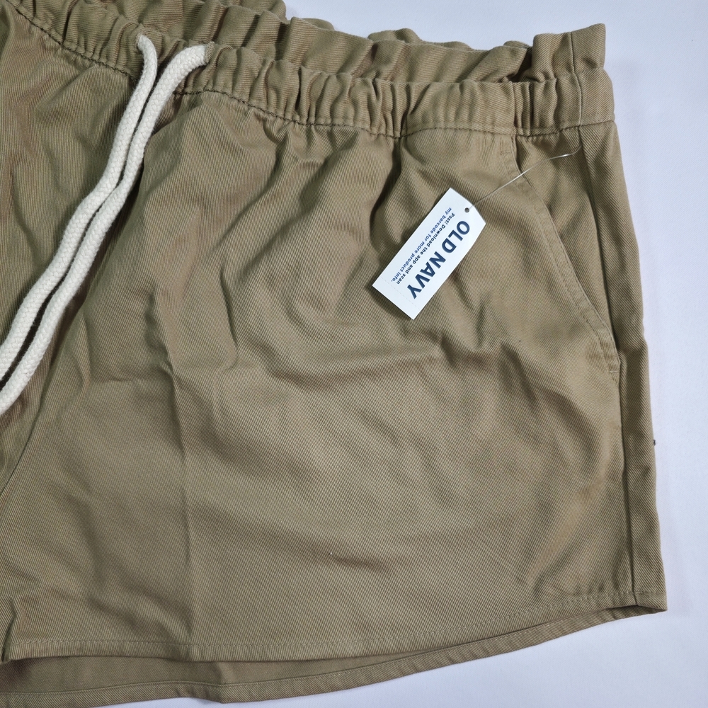Old Navy Women Khaki Cotton Pull On Shorts Elastic Waist Drawstring NWT Size L - Picture 2 of 6